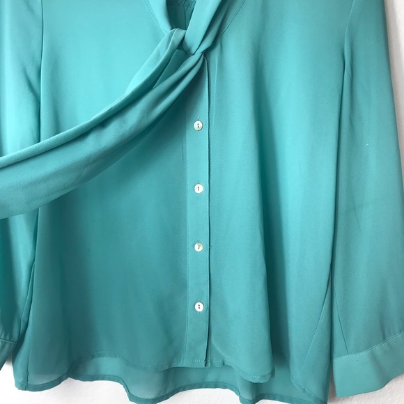 Forever 21 Turquoise Sheer Long Sleeve - Picture 2 of 4